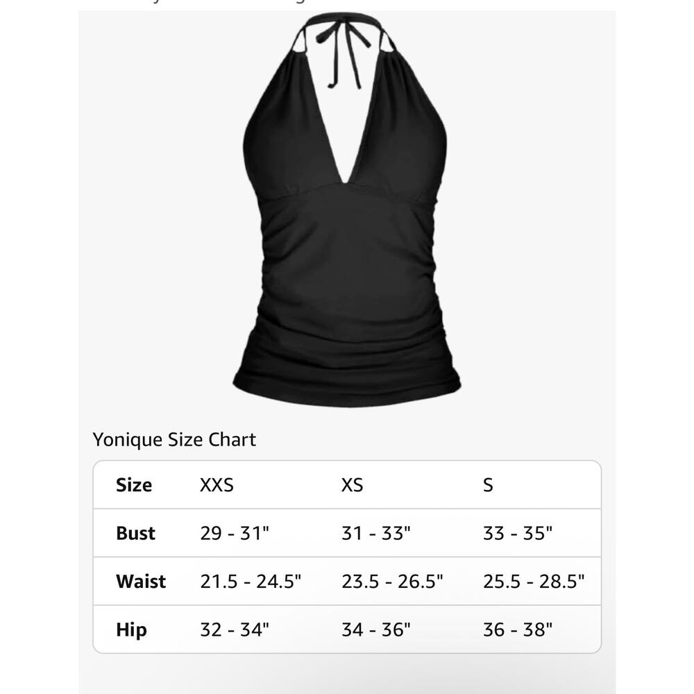NWT Yonique Halter Tankini Top V Neck Swim Top Tummy Control Bathing Suit L - Picture 7 of 7